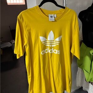 adidas Yellow Crewneck Trefoil Logo Tee